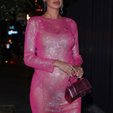 Vestido midi con diamantes de imitación y arcoíris al atardecer